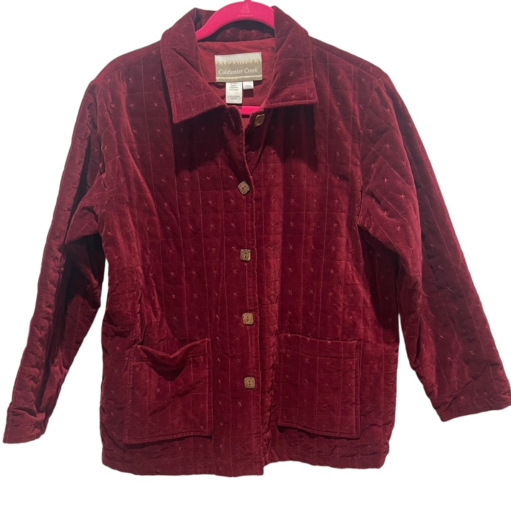 COLDWATER CREEK Dark Red Quilted Velveteen Jacket